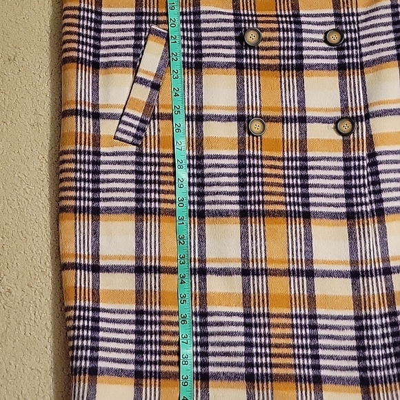 Garnet Hill Plaid Double-Breasted Pea Coat in Orange and Black - Picture 5 of 6